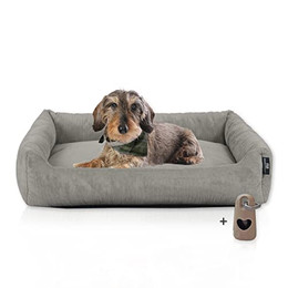 Produktbild von Rohrschneider Hundebett waschbar mit Wendekissen Cordstoff grau