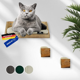 Produktbild von Rohrschneider Katzen-Kletterwand Katzenwandelemente 3-tlg, geflammtes Holz, Katzenbett Wand