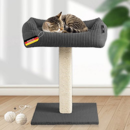 Produktbild von Rohrschneider Katzenbaum Wolly kleiner Kratzbaum mit Katzenbett aus Cordstoff