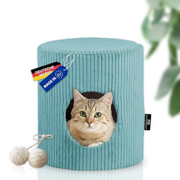 Produktbild von Rohrschneider Katzenhöhle Cord mit waschbarem Kissen und Spielkugelset