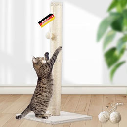 Rohrschneider ® Kratzbaum L, mit Katzenspielzeug, Bodenplatte mit Cordbezug – Bild 1 von 7