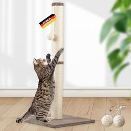 Produktbild von Rohrschneider ® Kratzbaum L, mit Katzenspielzeug, Bodenplatte mit Cordbezug