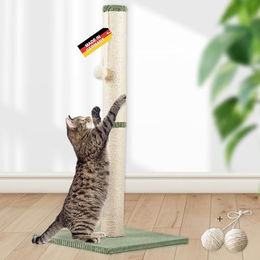 Rohrschneider ® Kratzbaum L, mit Katzenspielzeug, Bodenplatte mit Cordbezug – Bild 1 von 7