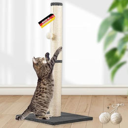 Rohrschneider ® Kratzbaum L, mit Katzenspielzeug, Bodenplatte mit Cordbezug – Bild 1 von 7