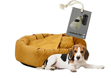 Produktbild von Rohrschneider Luxus Hundekissen Kuschelhöhle Denver Samtweich Antirutsch Größe M Senf