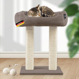 Produktbild von Rohrschneider moderner Kratzbaum Wolly mit Katzenbett und 2 breiten Kratzsäulen