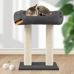 Produktbild von Rohrschneider moderner Kratzbaum Wolly mit Katzenbett und 2 breiten Kratzsäulen