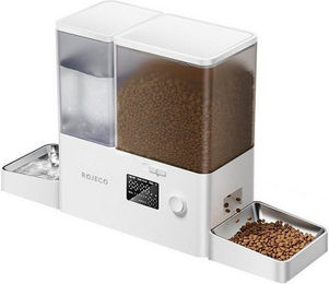 Produktbild von ROJECO Futterspender Rojeco 2-in-1 Trinkbrunnen 3,5l & Futterautomat 5l Weiß