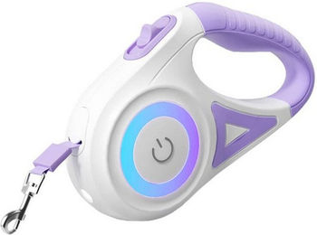 Produktbild von ROJECO Hundeleine Rojeco Automatische Hundeleine 5m mit LED lila, 100% Kunststoff