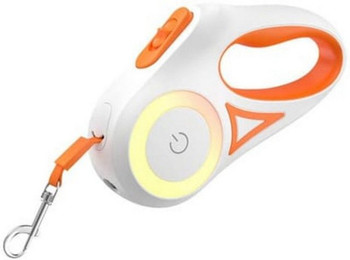 Produktbild von ROJECO Hundeleine Rojeco Automatische Hundeleine 5m mit LED orange, 100% Kunststoff