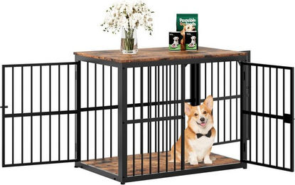 Rolipo Tiertransportbox Haustierkäfig hochbelastbar, TV Sideboard, Schwarz, 84x56x66 cm, für mittelgroße, große Tiere, sicher, 3 Türen – Bild 1 von 5