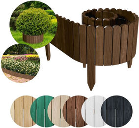 Rollzaun aus Holz Rasenkante Beeteinfassung Gartenzaun 200 x 10 cm Braun – Bild 1 von 5