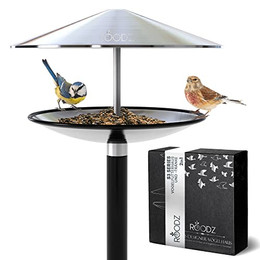 Produktbild von Roodz 2-in-1 Vogelhaus und Vogeltränke aus Edelstahl mit Ständer