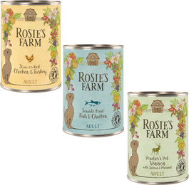 Produktbild von Rosie's Farm Adult Hundenahrung Mix 2 (Huhn & Truthahn, Fisch & Huhn, Wild & Fasan) - 24 x 400 g