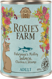 Produktbild von Rosie's Farm Adult Lachs & Huhn mit Garnelen - 6 x 400 g
