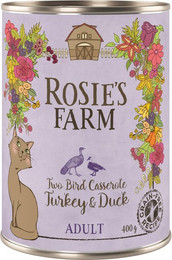 Produktbild von Rosie's Farm Adult Pute & Ente Katzennahrung - 12 x 400 g
