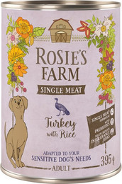 Produktbild von Rosie's Farm Single Meat Adult 6 x 395 g - Truthahn & Reis