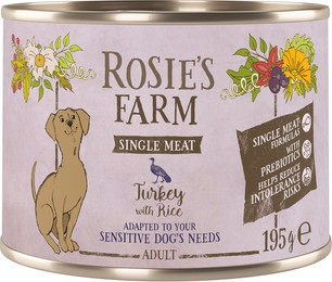 Produktbild von Rosie's Farm Single Meat Adult Truthahn & Reis - 6 x 195 g