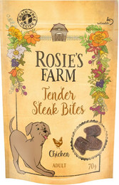 Produktbild von Rosie's Farm Snacks Adult Tender Steak Bites Huhn - 5 x 70 g