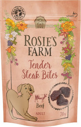 Produktbild von Rosie's Farm Snacks Adult Tender Steak Bites Rind - 5 x 70 g