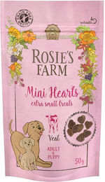 Produktbild von Rosie's Farm Snacks Puppy & Adult "Mini Hearts" Kalb - 50 g