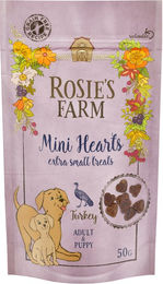 Produktbild von Rosie's Farm Snacks Puppy & Adult "Mini Hearts" Truthahn  - 50 g