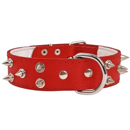 Produktbild von Rotes Leder Stachelhalsband 40mm/46cm