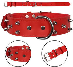 Produktbild von Rotes Leder Stachelhalsband 40mm/57cm