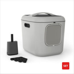 Produktbild von ROTHO Katzentoilette Katzenklo Bea XL mit Schwingtür – ideal für große Katzenrassen, Inkl. Schaufel und 6 Aktivkohlefilter gegen Gerüche, Magnetklappe