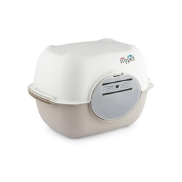 Produktbild von Rotho MyPet Bella Katzenklo mit Deckel und Klappe weiß/cappuccino recycelt