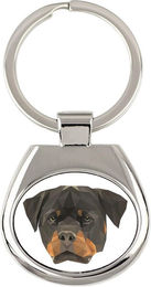 Produktbild von Rottweiler geometrischer Schlüsselanhänger mit Foto und Aufschrift Art-Dog weiß