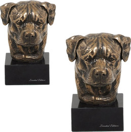 Produktbild von Rottweiler Hundestatue Büste auf Steinsockel Art-Dog braun