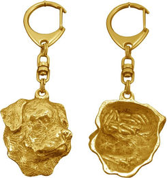 Produktbild von Rottweiler Vergoldeter Schlüsselanhänger mit Hund in Geschenkbox