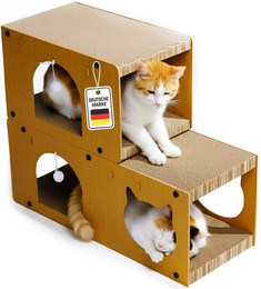 Produktbild von Roxlin Katzenhaus Katzen Kratzmöbel TV-Modell – Kratzhaus & Kratzbrett Karton Katzenhaus