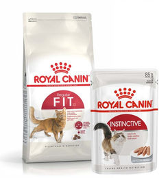 Produktbild von ROYAL CANIN FIT Trockenfutter und INSTINCTIVE Nassfutter für Katzen - 48 x 85 g