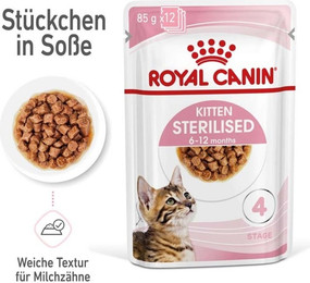 Produktbild von Royal Canin Kitten Sterilised Nassfutter für kastrierte Kätzchen - 12 x 85 g