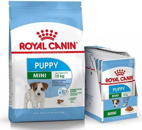 Produktbild von ROYAL CANIN MINI Puppy Welpenfutter trocken für kleine Hunde 8 kg + Mini Puppy 12x85 g