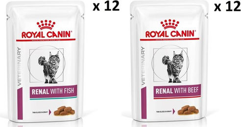Produktbild von ROYAL CANIN Renal Feline Fish 12 x 85 g + Beef 12 x 85 g