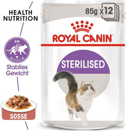 Produktbild von Royal Canin Sterilised Nassfutter in Soße für kastrierte Katzen - 12 x 85 g