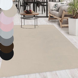 Produktbild von Runder waschbarer Hochflor-Teppich einfarbig