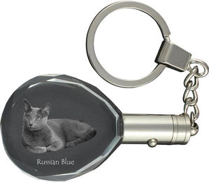 Produktbild von Russian Blue - Fob with cat photo, crystal key ring in gift box, unique gift by Art-Dog brand transparent