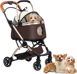 Produktbild von Rutaqian Hundebuggy 2in1 faltbar für kleine bis mittelgroße Hunde
