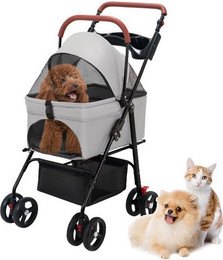 Produktbild von Rutaqian Hundebuggy Hundewagen mit verstellbarem Griff und abnehmbarem Haustierkorb
