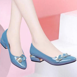 Produktbild von Rutschfeste spitze Zehenschuhe für Damen, niedriger Absatz, weiche Sohle, dicker Absatz, Arbeitsschuhe, Pu-Lederschuhe für Damen 38