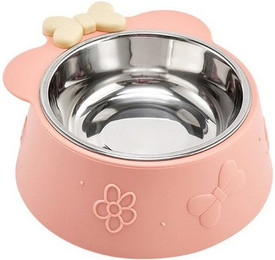 Produktbild von RWEUOQ Futternapf Edelstahlnapf Großvolumige Haustierschüssel Rosa