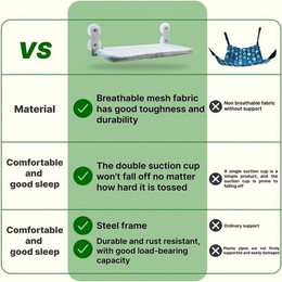 Produktbild von RWEUOQ Katzen-Hängematte für Fenster mit Saugnäpfen