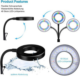 Produktbild von RWEUOQ LED Aquariumleuchte dimmbar mit 3 Modi und 10 Leuchtstufen