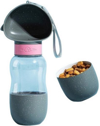 Produktbild von RWEUOQ Reisenapf Outdoor Wasserspender mit Futterbox Grau - 350 ml