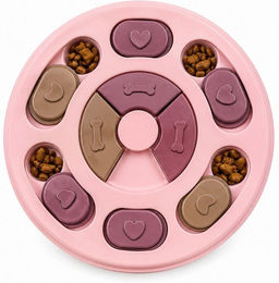 R2 Invest Intelligenzspielzeug für Hunde mit Leckerli-Fächern und Schiebeteilen in Rosa – Bild 1 von 3