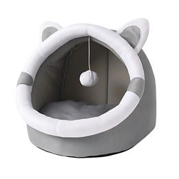 R2 Invest Katzenhöhle aus Plüsch in Grau Weiß 31 x 27 x 27 cm – Bild 1 von 4